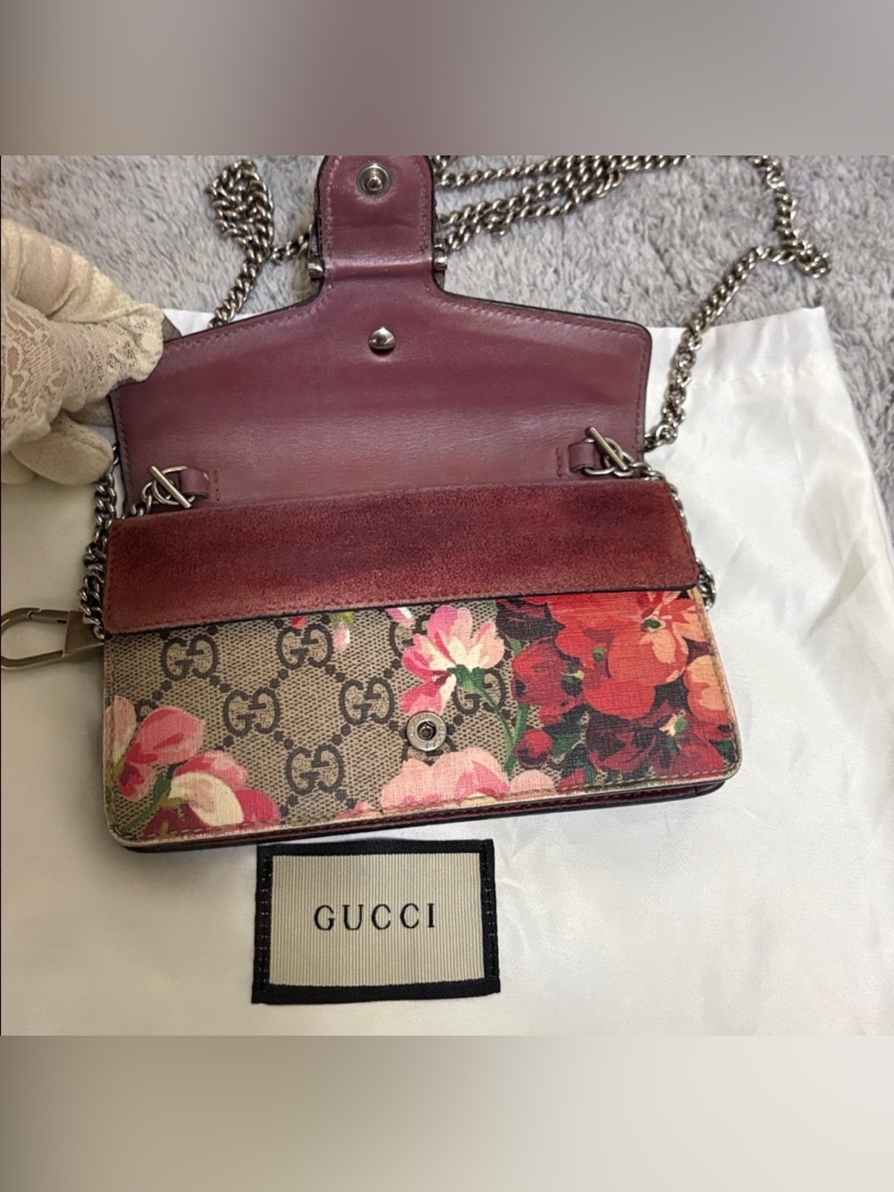 GG Supreme Monogram Blooms Super Mini Dionysus Shoulder Bag Beige Multicolor - Picture 7 of 16
